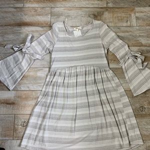 Neutral Bell Sleeves Dress